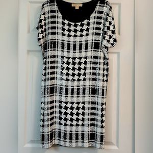 Michael Michael Kors Houndstooth Sequin Shift Dress sz Small
